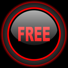 free black and red glossy internet icon on black background