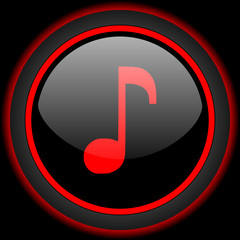 music black and red glossy internet icon on black background