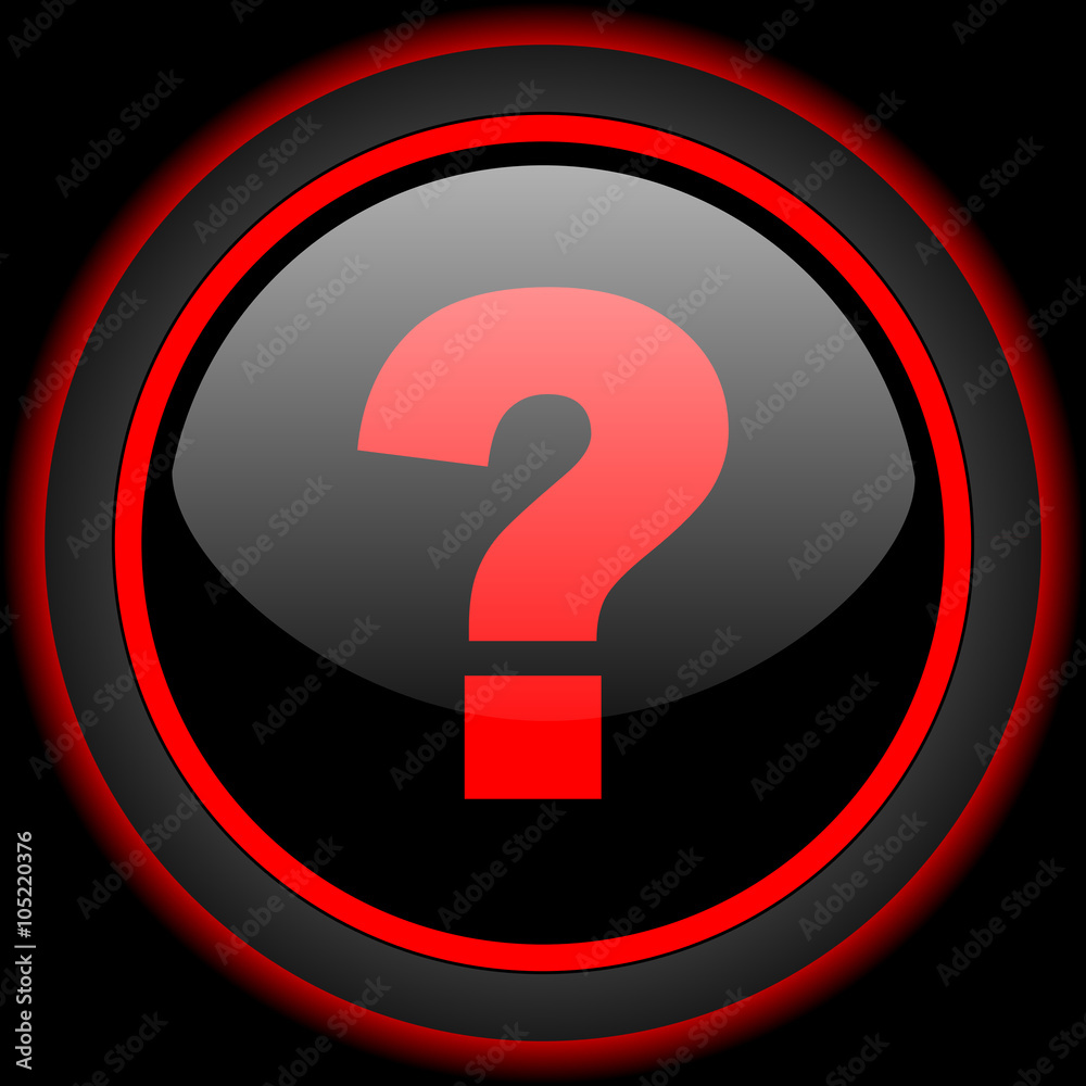 Poster question mark black and red glossy internet icon on black background