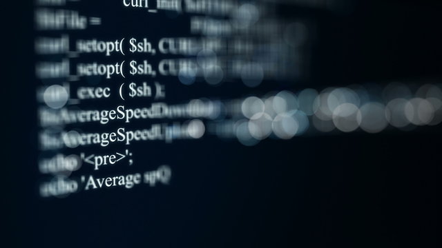 Programming code on screen. animation 4k UHD (3840x2160)
