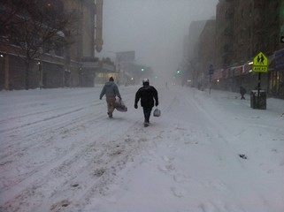 Broadway street in a big storm