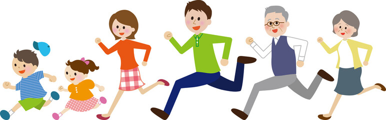三世代家族　走る