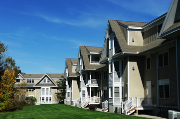 apartment building and community in sunny day