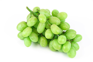 fresh green grapes isolated on white background