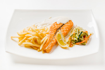 grilled salmon with french fries