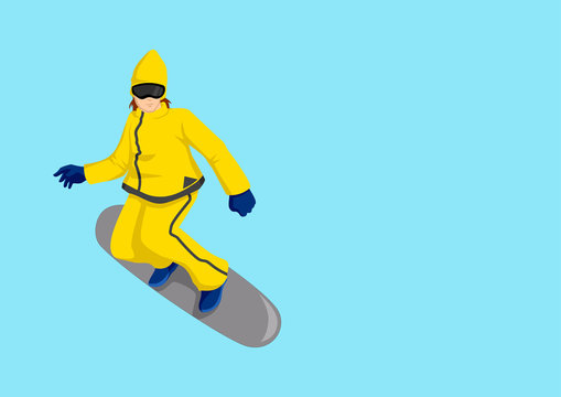 Cartoon Illustration Of A Snow Boarder