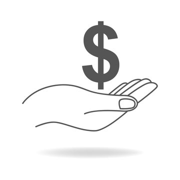 Hand holding a dollar currency symbol
