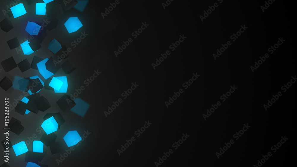 Sticker glowing blue 3d cubes loopable background 4k (4096x2304)