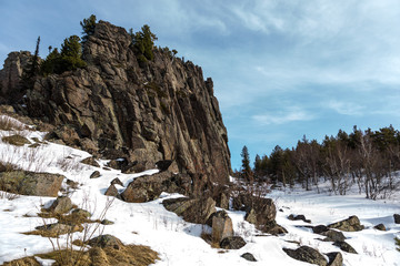 Scenic view of the winter mountains