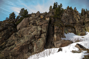 Fototapeta na wymiar Scenic view of the winter mountains