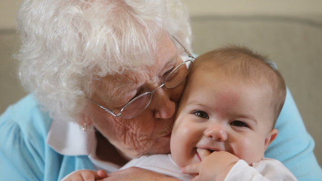 Elderly Great Grandmother with baby