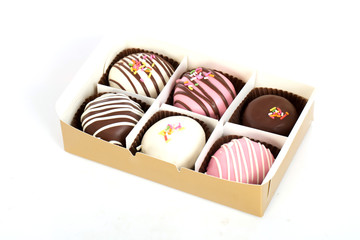 Group of glazed donuts on white background