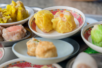 Dimsum as a snack or appetizer breakfast in south Thailand