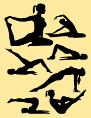 pilates training sports women silhouette, art vector   design 1