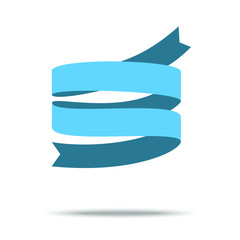 Blue ribbon isolated on white background. Vector Illustration