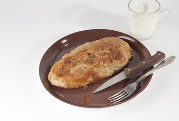 Nice fat and unhealthy breakfast. Burek and yogurt.