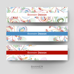 Beautiful banner vector template with floral abstract background