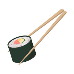 Sushi roll icon, cartoon style 