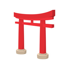 Gate Torii icon, cartoon style