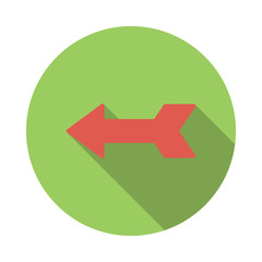 Left red arrow icon, flat style