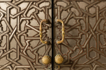 decorated metal doors in the Hassan II mosque in Casablanca