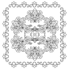 Decorative floral mandala coloring page