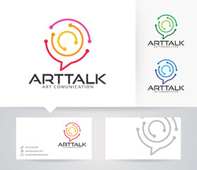 Art Talk vector logo with alternative colors and business card template