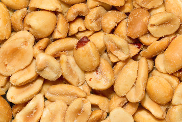 Stack of shelled peanuts, salted