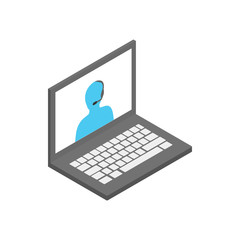 Laptop with support operator icon