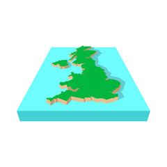 Map of United Kingdom icon, cartoon style