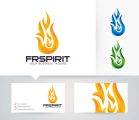 Fire Spirit vector logo with alternative colors and business card template