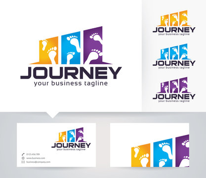 Journey vector logo with alternative colors and business card template