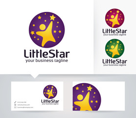Little Star vector logo with alternative colors and business card template