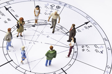 astrology chart with people figurines - obrazy, fototapety, plakaty
