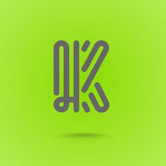 Vector Graphic Line Font Logo Element. Letter K