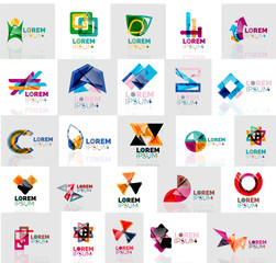 Collection of colorful abstract origami logos