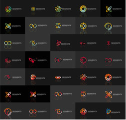 Abstract company logo vector collection. Set of thin line design abstract logotypes. Universal branding concepts