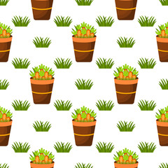 Easter seamless pattern with a lot of carrots vector.