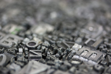 Close up of typeset letters