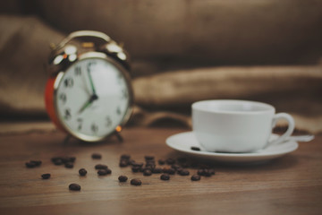 Coffee cup against a rustic background