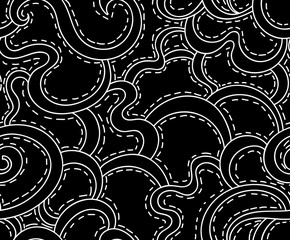 Abstract vector seamless decorative texture with figured curling lines
