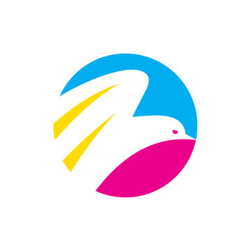 Beautiful Circle Flying Bird Printing Art Logo Icon