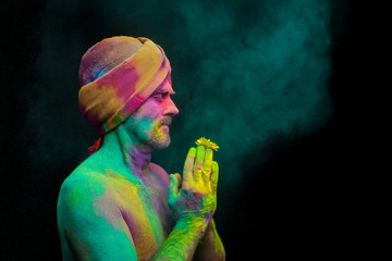 Man in paint holi