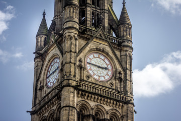Fototapeta na wymiar Manchester City Town Hall Clock Tower, UK