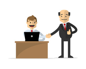 Obraz premium Vector of a businessman shake hand with his boss