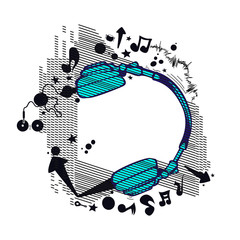 Abstract flyer club party music headphone white background vector isolated