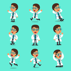 Cartoon male doctor character poses