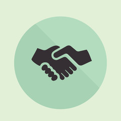 Handshake flat icon. Handshake isolated background. Handshake vector illustration. Concept business, finance, partnership, deal