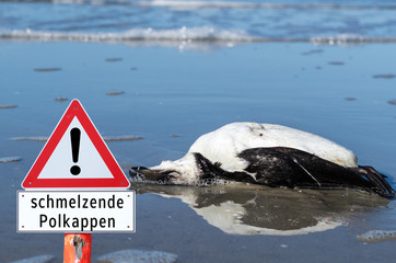 schmelzende Polkappen Warnschild