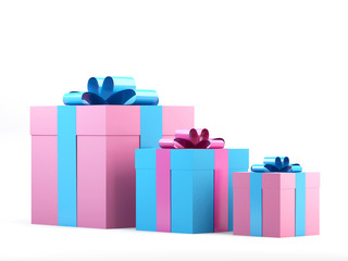 Gift box with ribbon bow on white background